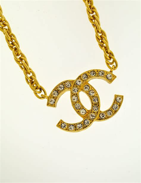 vintage chanel logo necklace|authentic vintage chanel necklace.